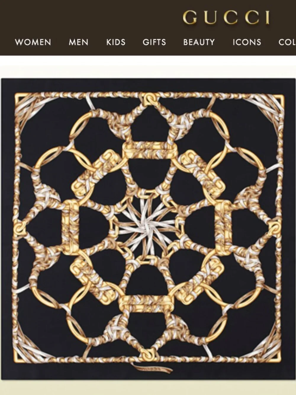 New Gucci Scarf Iconic Print Black Silk Wrap with Gucci Gift Box